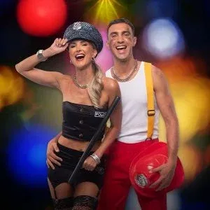 Desire Riviera Maya Theme Nights Couple with Desire Resort Uniforms Theme Night Outfits