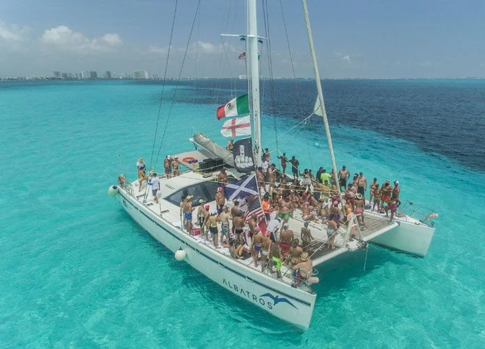 Guests enjoying the Cancun Boobs Cruise