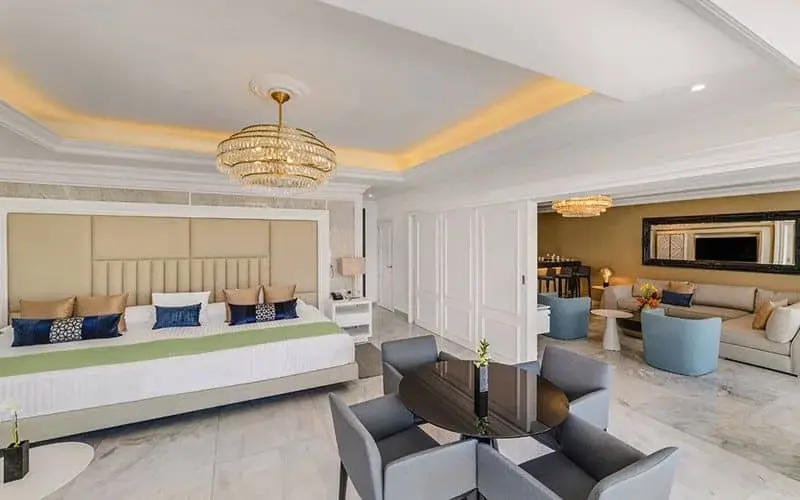 Living area in a Desire Mansion Royal Oceanfront Suite