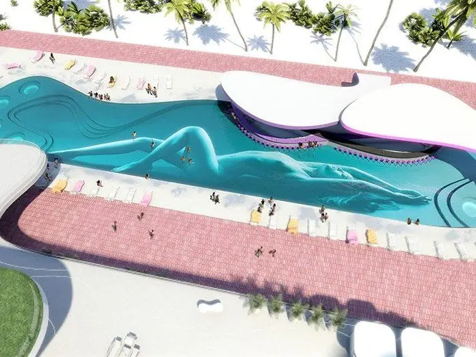 2017 architectural rendering of the main pool from above
