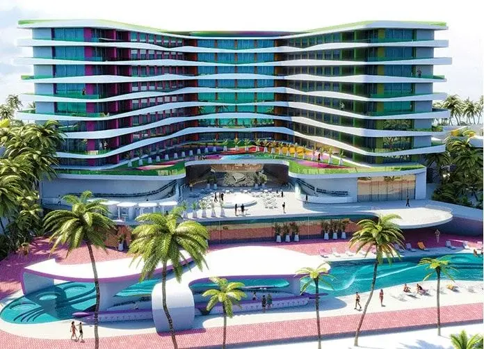 2017 architectural rendering of Temptation Resort and its main pool