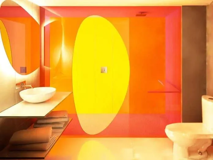 2017 design rendering of an orange Trendy Ocean View bathroom