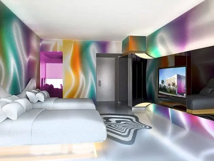 2017 design rendering of a Trendy Ocean View bedroom from the side