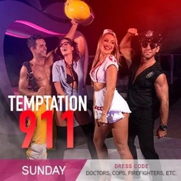 911 Party theme-night illustration for Temptation Cancun Resort