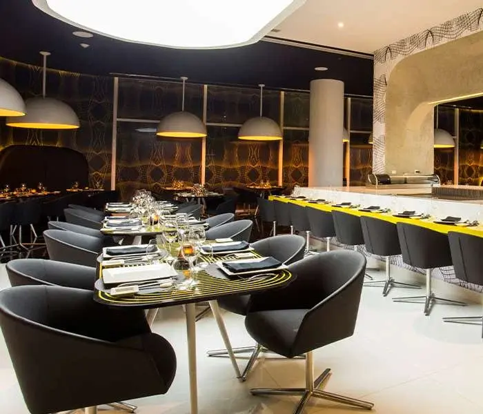 Dining room and bar at Sutra Asian restaurant in Temptation Cancun Resort