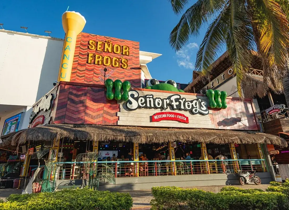 Current Señor Frog’s Cancun facade in Punta Cancun