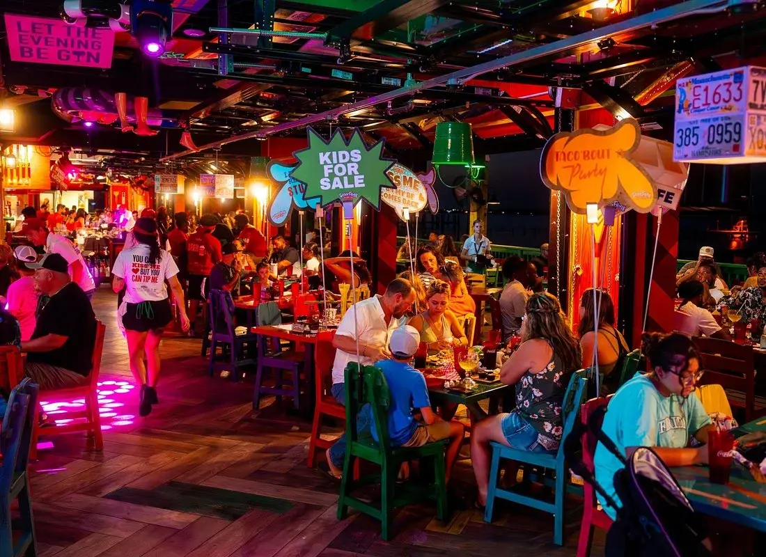 Dining and party area inside Señor Frog’s Cancun